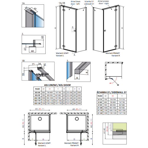 Душова кабіна RADAWAY Essenza New KDJ (110/100) 1385041-01-01L+1384052-01-01