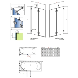 Шторка для ванни RADAWAY Essenza PND II 100 left, 10102100-01-01L