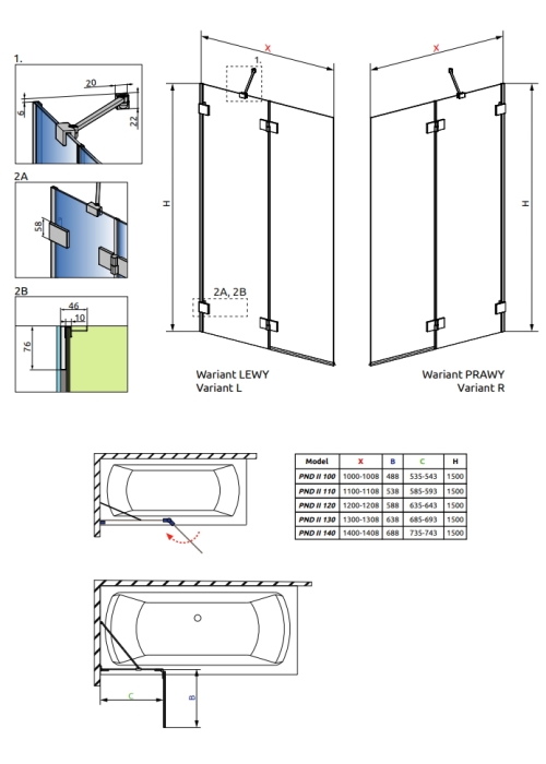 Шторка для ванни RADAWAY Essenza PND II 100 right, 10102100-01-01R