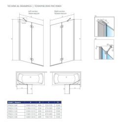 Шторка для ванни RADAWAY Essenza Black PND II 120, 10002120-01-01R