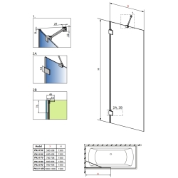 Шторка для ванни RADAWAY Essenza Pro Gold PNJ 50 II, 10101050-09-01