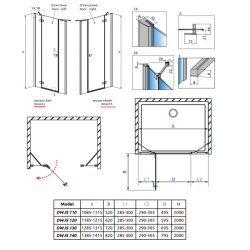 Душевая дверь RADAWAY Fuenta New DWJS 120,  384031-01-01L + 384090-01-01