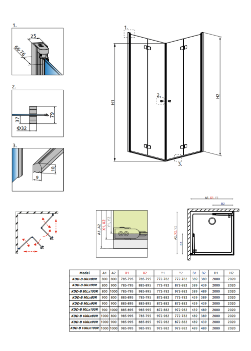 Душова кабіна RADAWAY Fuenta New KDD B (80/80) без порога, 384070-01-01LB + 384070-01-01RB