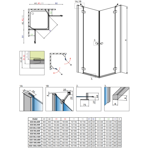 Душова кабіна RADAWAY Fuenta New KDD (80/80) 384061-01-01L + 384061-01-01R