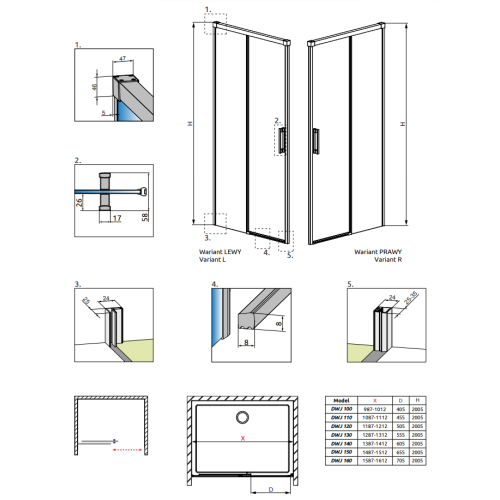 Душові двері RADAWAY Idea Black DWJ 150, 387019-54-01R