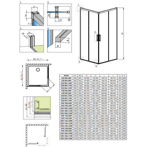 Душова кабіна RADAWAY Idea KDD (90/120) 387060-01-01L + 387064-01-01R