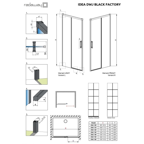 Душові двері Radaway Idea Black DWJ Factory 120R 387016-54-55R