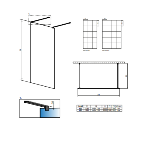 Перегородка для душу RADAWAY Walk-in Modo New Black I Factory 120 388124-54-57