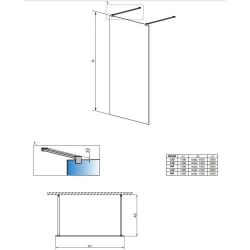 Перегородка для душа RADAWAY Walk-in Modo X I 120 388324-01-01