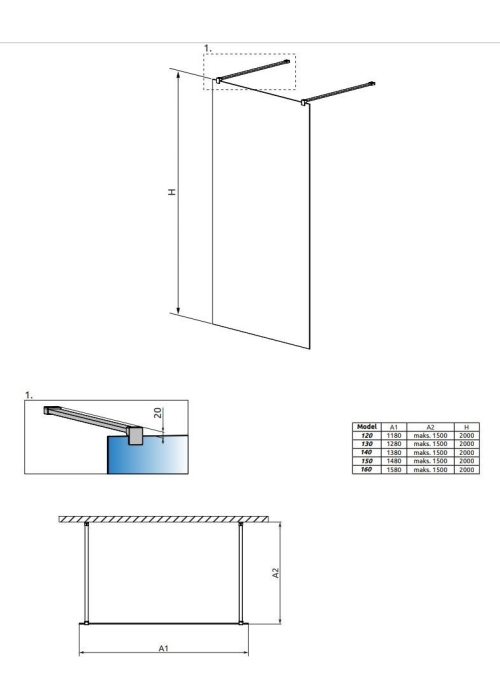 Перегородка для душа RADAWAY Walk-in Modo X I 120 388324-01-01