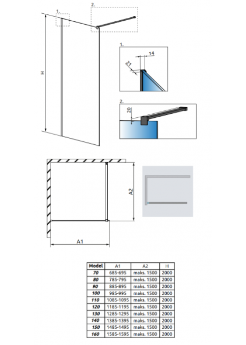 Перегородка для душа RADAWAY Walk-in Modo New Black II 90 389094-54-01