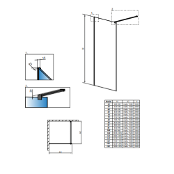 Перегородка для душу RADAWAY Walk-in Modo X Black II Frame 50 389254-54-56