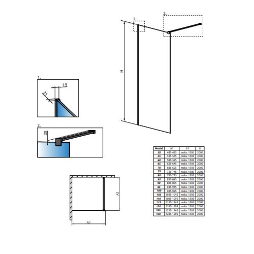 Перегородка для душу RADAWAY Walk-in Modo X Black II Frame 50 389254-54-56