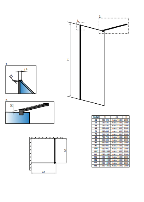 Перегородка для душу RADAWAY Walk-in Modo X Black II Frame 50 389254-54-56