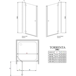 Душові двері RADAWAY Torrenta DWJ 100, 32020-01-01N R