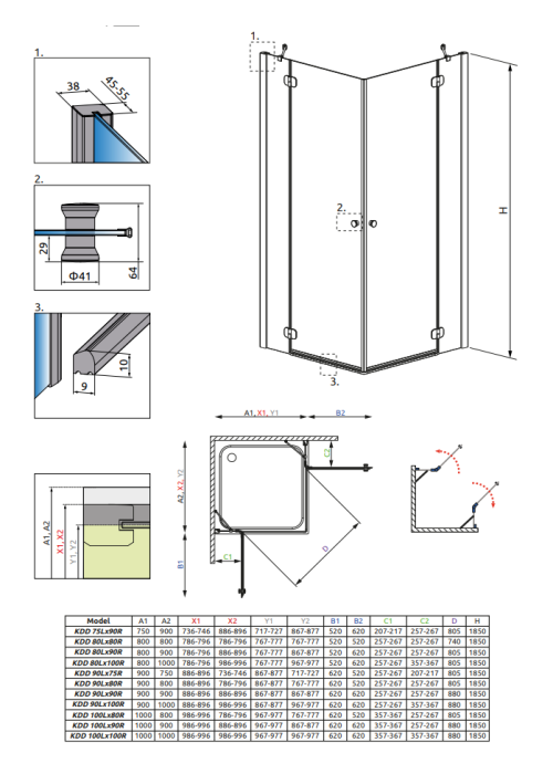 Душевая кабина RADAWAY Torrenta KDD (90x90) 32252-01-01N