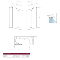 Шторка для ванны RADAWAY Torrenta PND 120,  201203-101NL