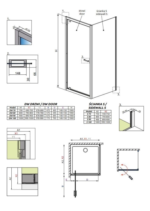 Душевая дверь RADAWAY Twist DW 80, 382001-01