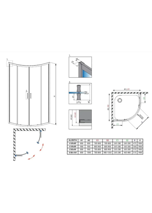 Душова кабіна RADAWAY Alienta Black A 90x90x190 10229090-54-01