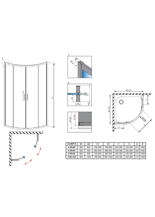 Душевая кабина RADAWAY Alienta A (90x90) 10229090-01-01