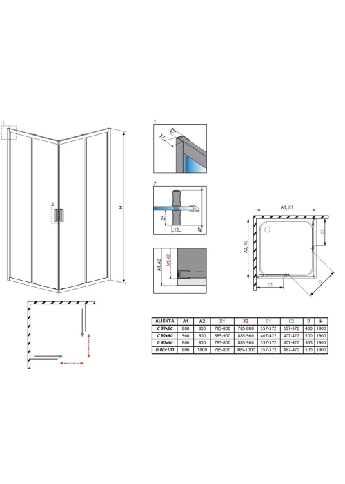 Душевая кабина RADAWAY Aliena D (80x100) 10258010-01-01