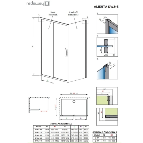 Душова кабіна RADAWAY Alienta DWJ+S 130x90x190 скло прозоре 10260130-01-01+10270090-01-01