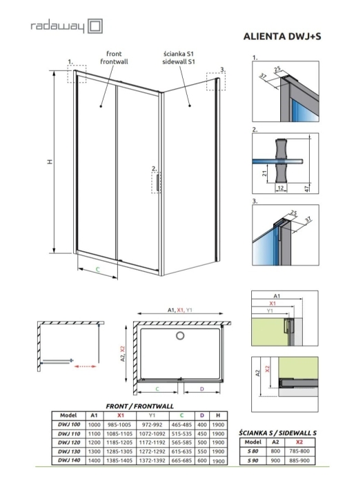 Душова кабіна RADAWAY Alienta DWJ+S 130x90x190 скло прозоре 10260130-01-01+10270090-01-01