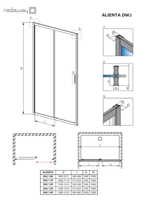 Душові двері RADAWAY Alienta DWJ 120, 10260120-01-01