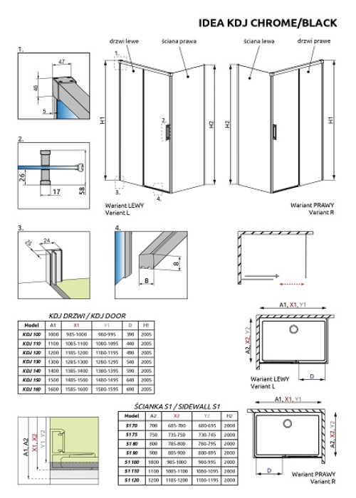 Боковая стенка RADAWAY Idea S1 1000Rx2000 хром/прозрачное стекло 387052-01-01R