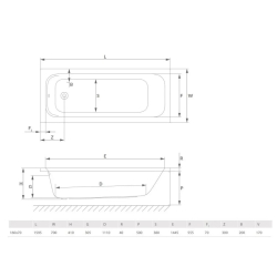 Ванна акрилова RADAWAY MIA 170x70 (WA1-55-170x070) + ніжки (NWE-68)