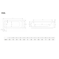 Ванна акрилова Radaway MIA Eco 180x75 з ніжками WA1-55-180x075