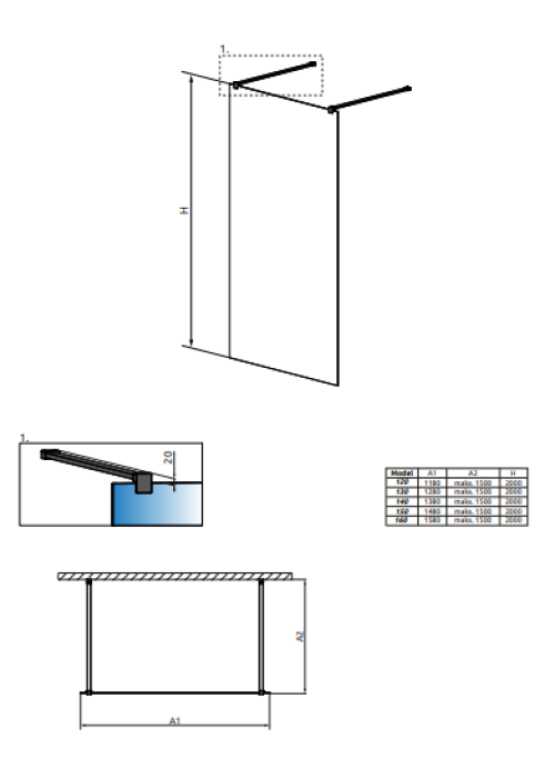 Перегородка для душу RADAWAY Walk-in Modo X Black I 120 388324-54-01