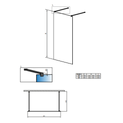 Перегородка для душа RADAWAY Walk-in Modo X Black I Frame 120 388324-54-58