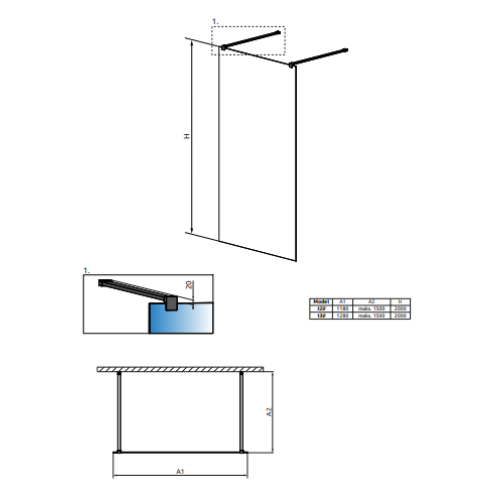 Перегородка для душу RADAWAY Walk-in Modo X Black I Frame 120 388324-54-58