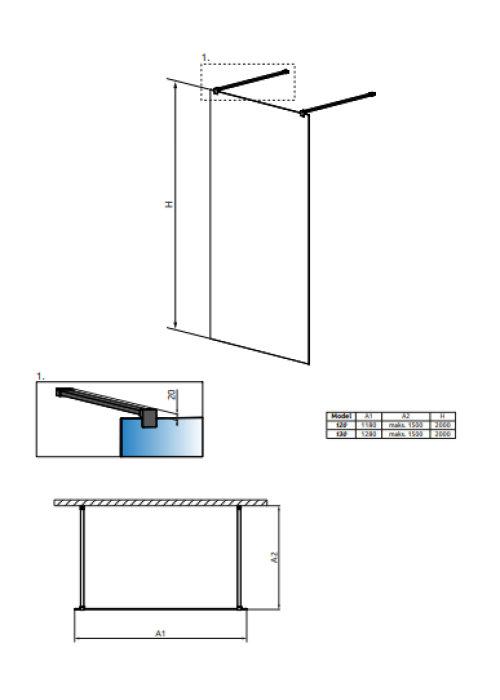 Перегородка для душа RADAWAY Walk-in Modo X Black I Frame 120 388324-54-58