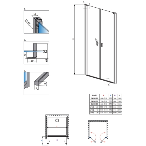 Душові двері RADAWAY Nes DWD I 70, 10027070-01-01