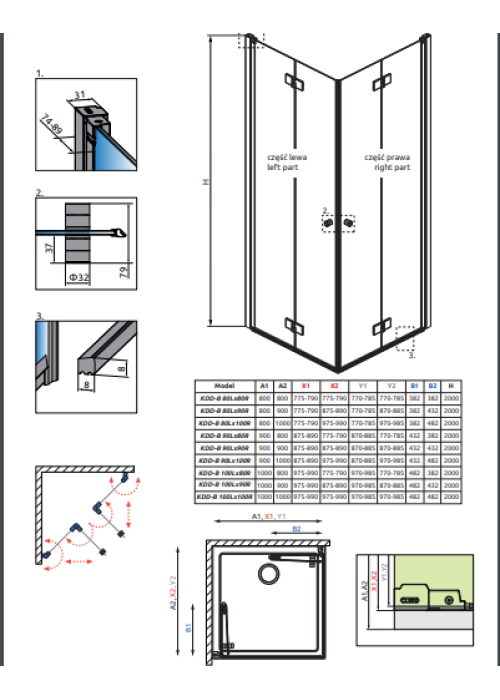 Душевая кабина RADAWAY Nes KDD B (80/80) 10024080-01-01L + 10024080-01-01R