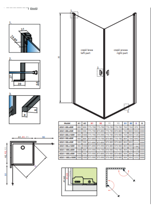 Душова кабіна RADAWAY Nes Black KDD I Frame (80x80) 10021080-54-56L + 10021080-54-56R