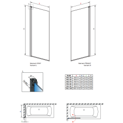 Шторка для ванни RADAWAY Nes 8 Black PNJ I Frame Right, 10061050-54-56R