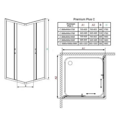 Душова кабіна RADAWAY Premium Plus C Скло Графіт (100x100) 30443-01-05N