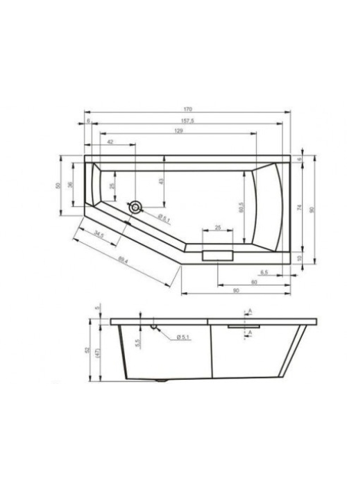 Ванна Riho Geta 170х90 L BA89