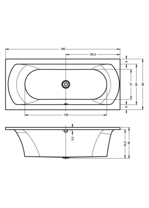 Ванна Riho Lima 180х80 BB46