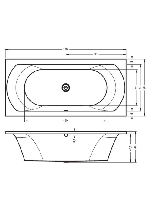 Ванна Riho Lima 190х90 BB48