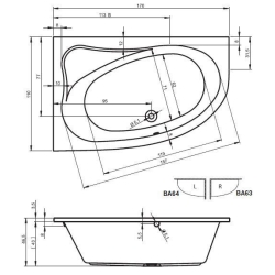 Ванна Riho LYRA 170X110 L BA64