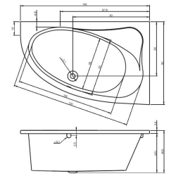 Ванна Riho Lyra 140х90 L BA66