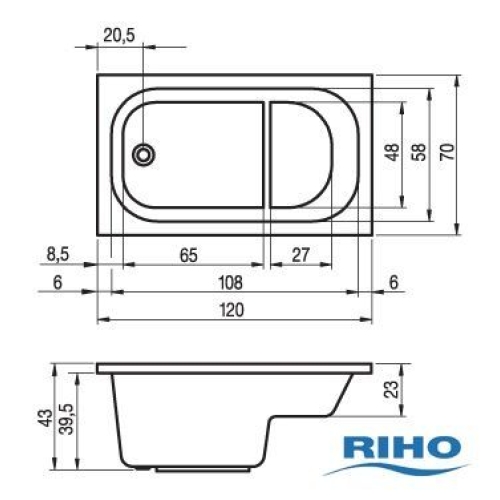 Ванна Riho Petit 120х70 BZ25