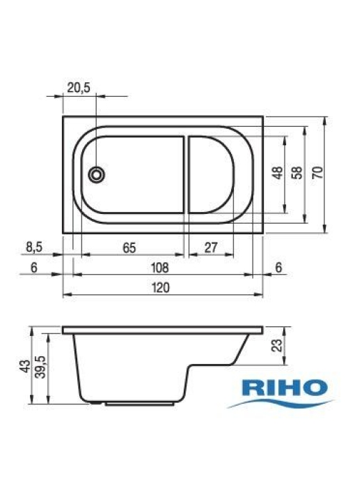 Ванна Riho Petit 120х70 BZ25