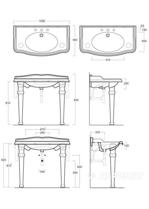 Раковина накладна SIMAS Arcade 105х56, AR874