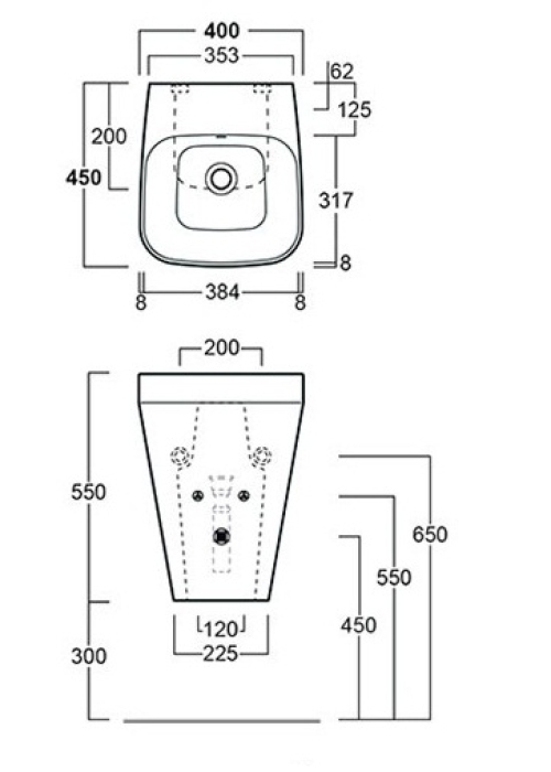 Раковина подвесная Simas Baden-Baden 40 белая + набор крепежей, BB 13/F 87