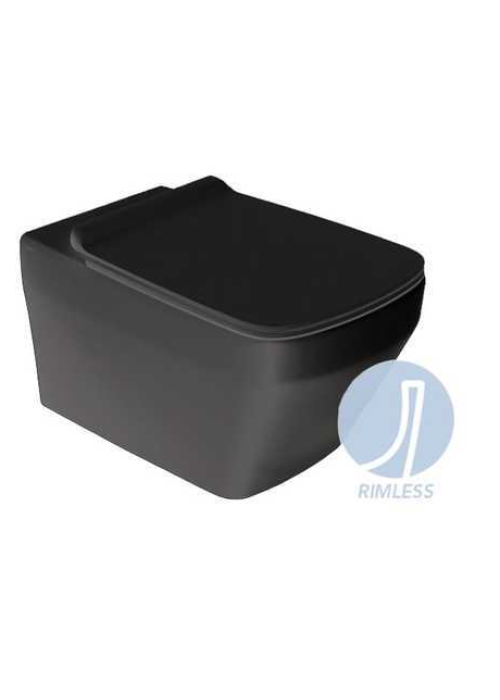 Подвесной унитаз Simas Baden Baden с сиденьем Soft Close BLACK Matte, BB18/F87(85)/BB004NM